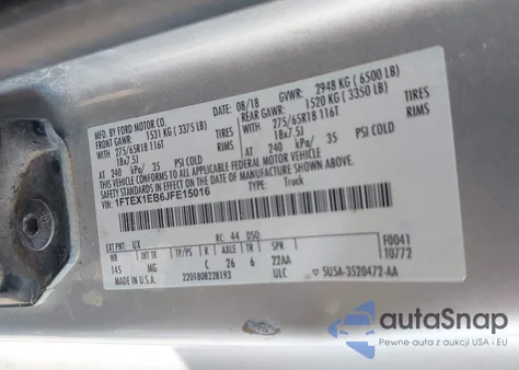 2018 Ford F-150 Xlt from USA, damaged, VIN 1FTEX1EB6JFE15016